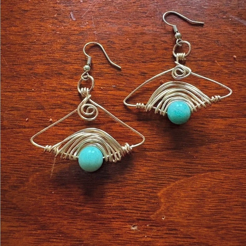 Artisan Silver Earrings with Turquoise Accents